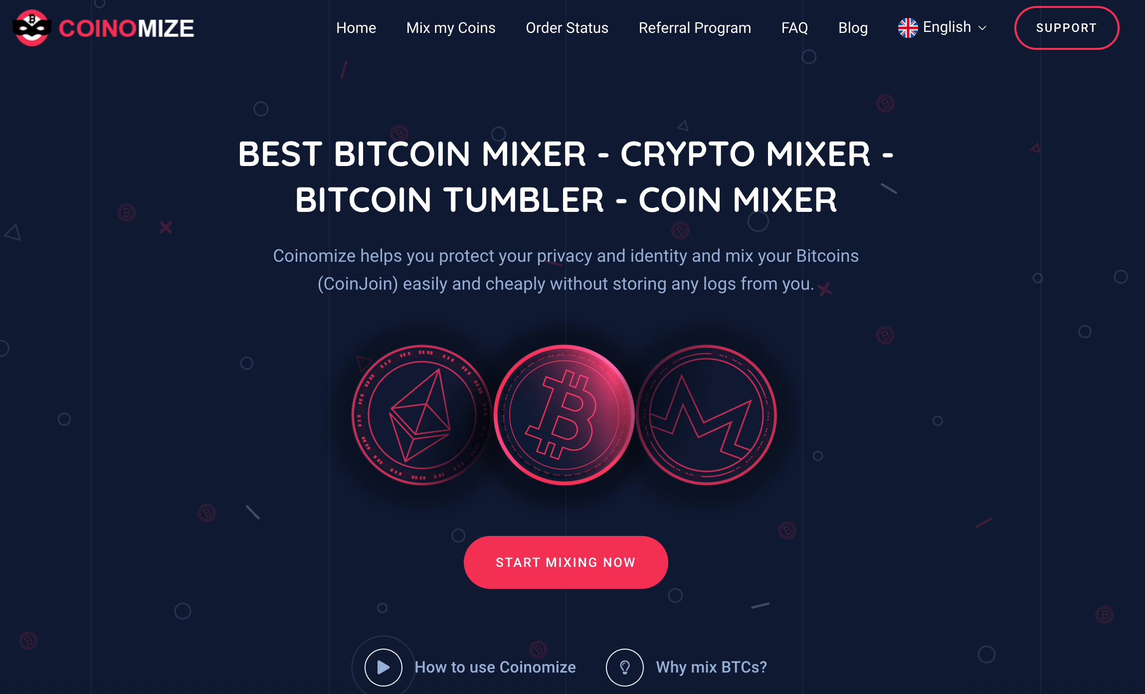 Coinomize — интерфейс сервиса